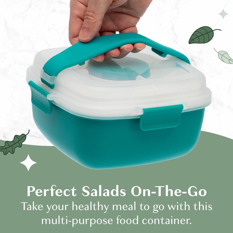 Goodful Stackable Lunch Box Container, Bento Style Food Storage with Removeable Compartments for Sandwich, Snacks, Toppings & Dressing, Leak-Proof and Made without BPA, 56-Ounce, Teal - Image 3